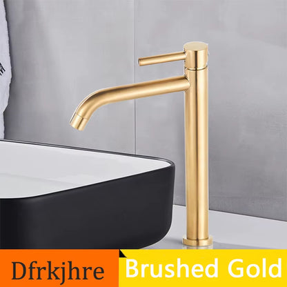 Tall Basin Sink Faucet Bathroom Chrome White Slim Hot and Cold Basin Water Mixer Tap Bathroom Single Sink Faucet Crane