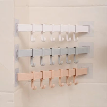 Multifunction Kitchen Storage Hook Cupboard 6 Hook Home Organizer Storage Rack Pantry Chest Tools Towels Hanger Wardrobe Rack