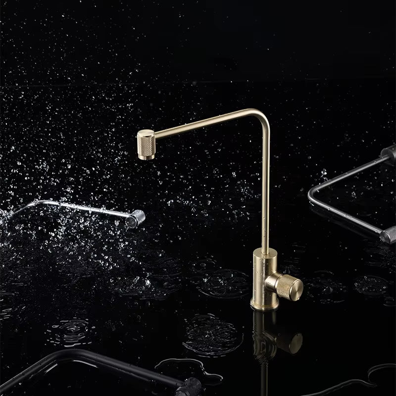 Direct Drinking Water Faucet Kitchen Sink Tap Rotation Brush Gold Drinking Faucet Black Chrome