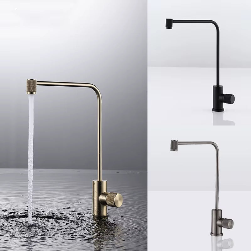 Direct Drinking Water Faucet Kitchen Sink Tap Rotation Brush Gold Drinking Faucet Black Chrome