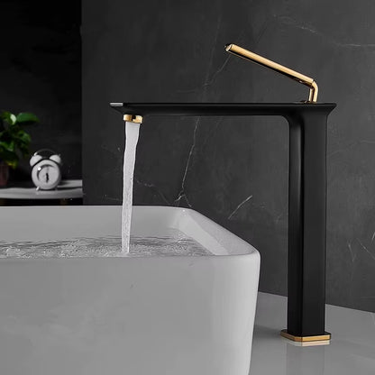 Brushed Gold Basin Faucet Black Bathroom Mixer Tap Tall Sink Faucet Brass Wash Basin Faucet Hot and Cold Lavotory Faucet