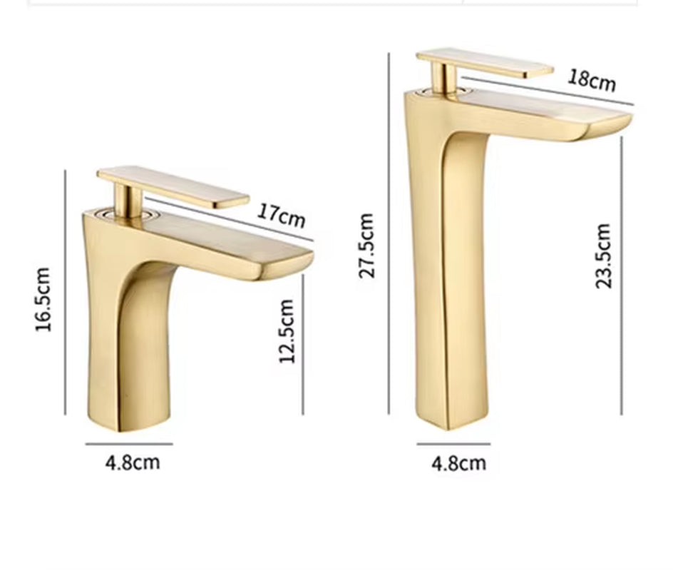 Brass Single Lever Hot and Cold Chrome/Gold Tall Bathroom Basin Faucet Bathroom Sink Faucet Tall Sink Faucet Bathroom Faucet