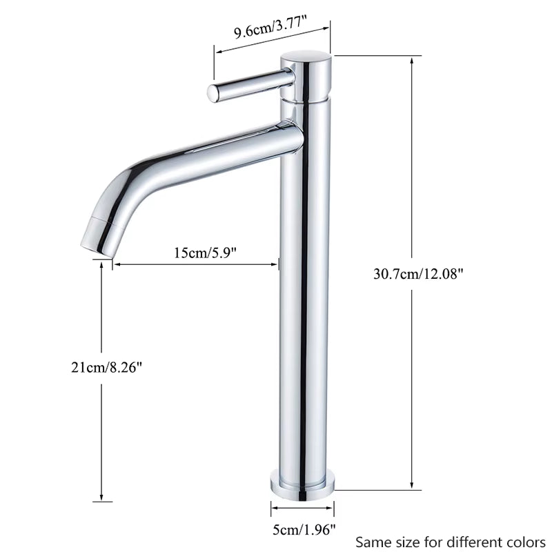 Tall Basin Sink Faucet Bathroom Chrome White Slim Hot and Cold Basin Water Mixer Tap Bathroom Single Sink Faucet Crane