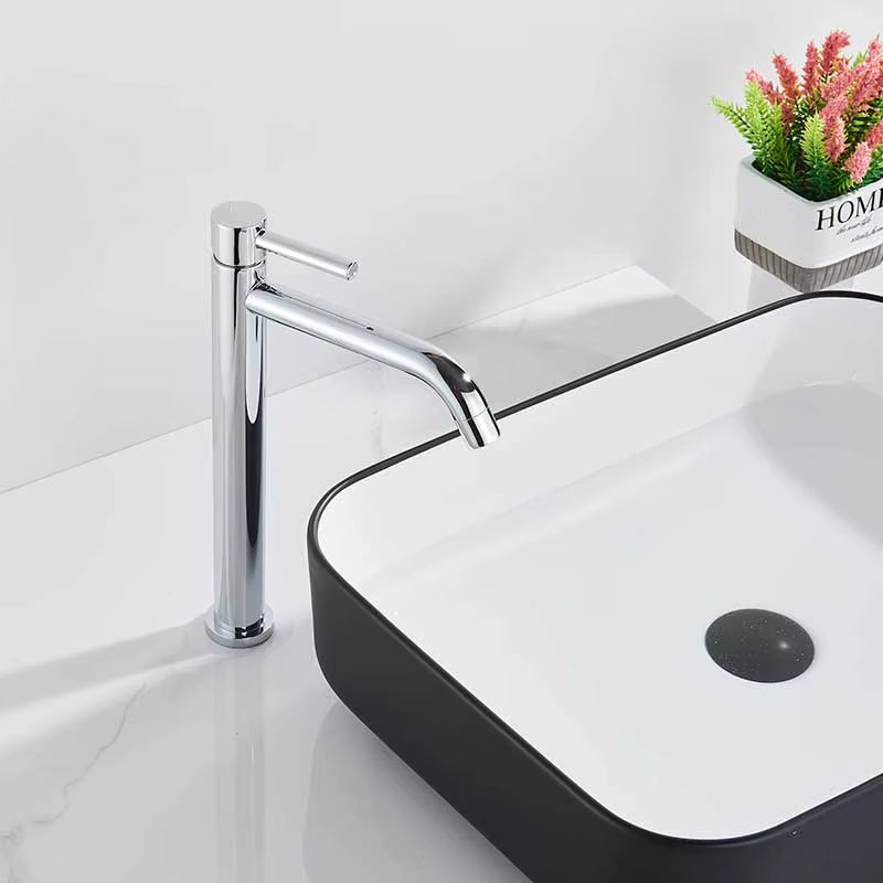 Tall Basin Sink Faucet Bathroom Chrome White Slim Hot and Cold Basin Water Mixer Tap Bathroom Single Sink Faucet Crane