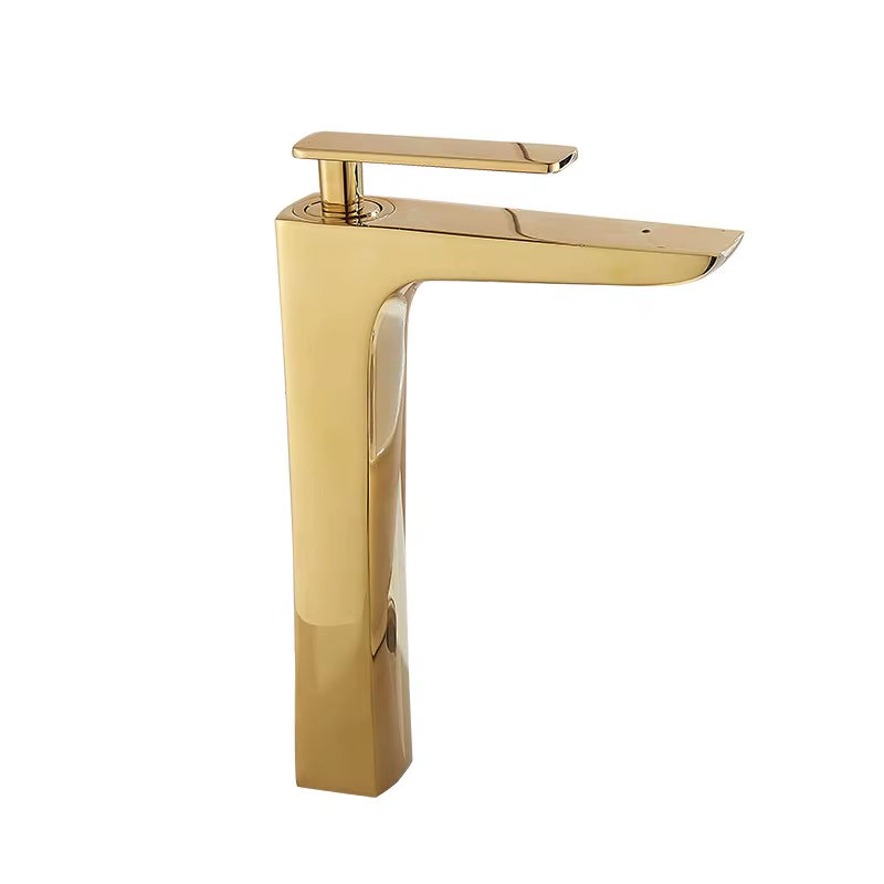 Brass Single Lever Hot and Cold Chrome/Gold Tall Bathroom Basin Faucet Bathroom Sink Faucet Tall Sink Faucet Bathroom Faucet