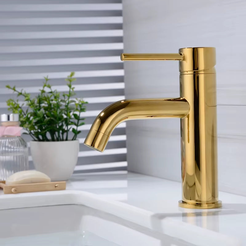 Sink Faucet Bathroom Hot and Cold Brush Gold Single Lever Hot and Cold Basin Water Mixer Tap Bathroom Sink Faucet Brass Tap Gold