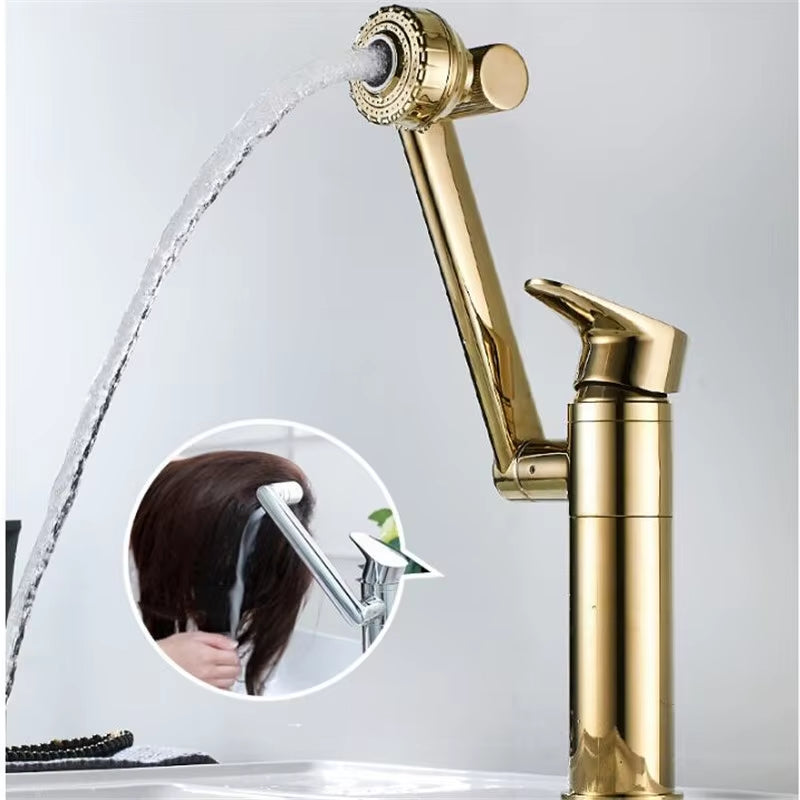 Multifunction Bathroom Faucet Gold Sink Faucet Hot Cold Water Mixer Crane Antique Bronze Deck Mounted Universal Water Taps