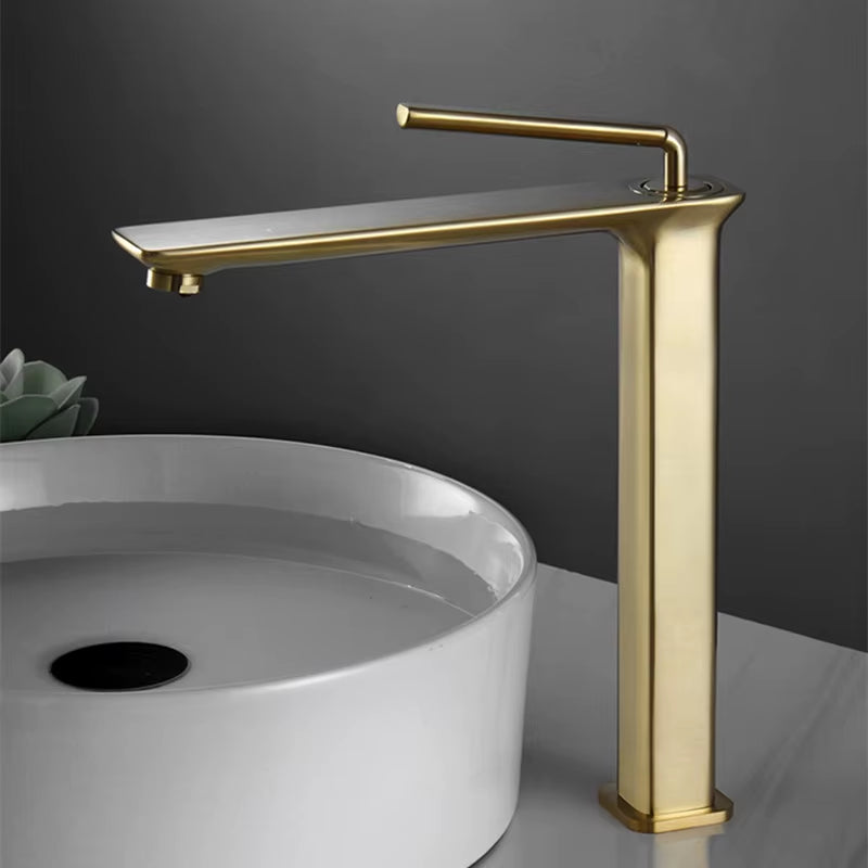 Brushed Gold Basin Faucet Black Bathroom Mixer Tap Tall Sink Faucet Brass Wash Basin Faucet Hot and Cold Lavotory Faucet