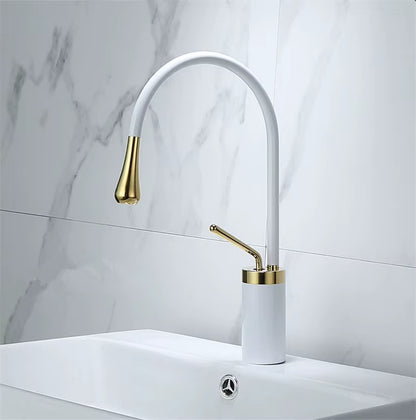 Bathroom Faucet Black Gold Basin Faucet Hot and Cold Sink Faucet Brass Faucet Kitchen Faucet Swivel Sink Water Crane