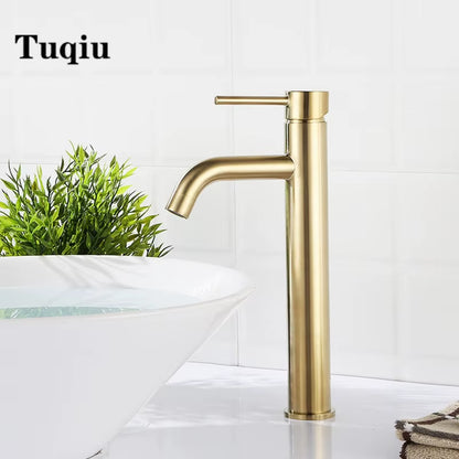 Sink Faucet Bathroom Hot and Cold Brush Gold Single Lever Hot and Cold Basin Water Mixer Tap Bathroom Sink Faucet Brass Tap Gold