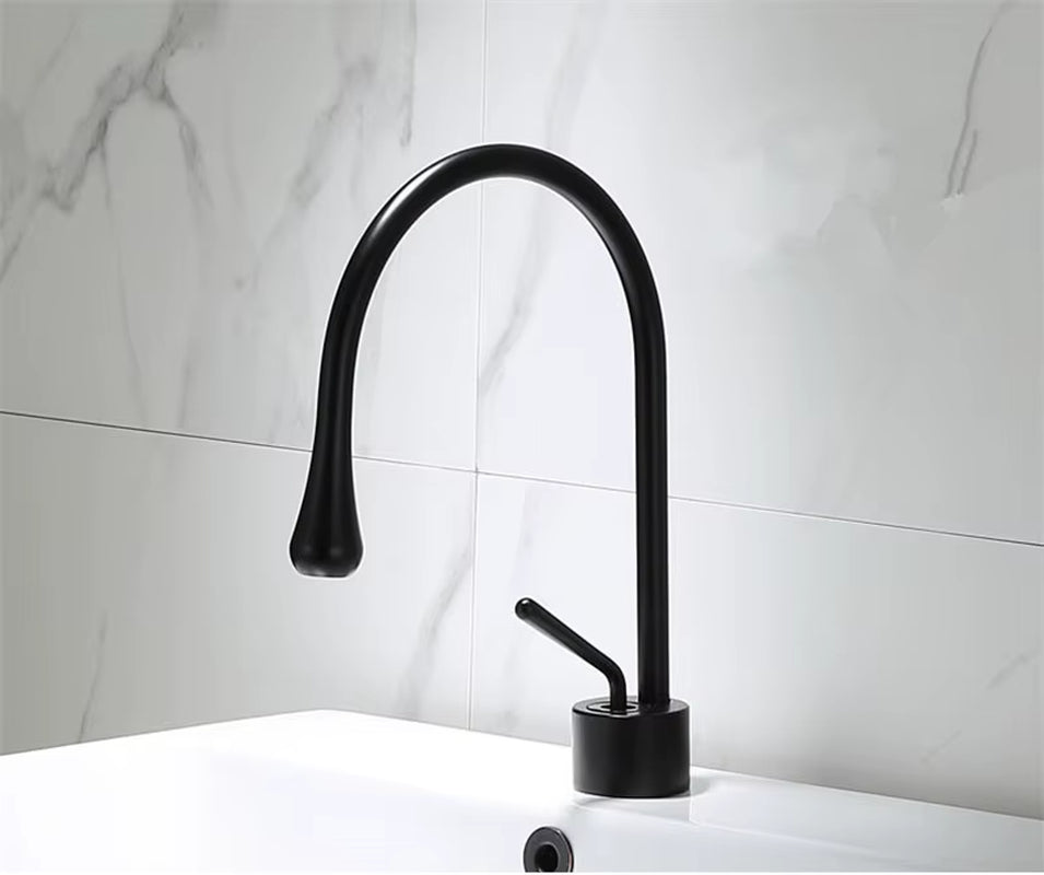 Bathroom Faucet Black Gold Basin Faucet Hot and Cold Sink Faucet Brass Faucet Kitchen Faucet Swivel Sink Water Crane