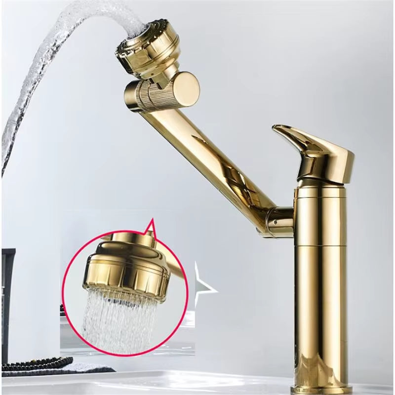 Multifunction Bathroom Faucet Gold Sink Faucet Hot Cold Water Mixer Crane Antique Bronze Deck Mounted Universal Water Taps